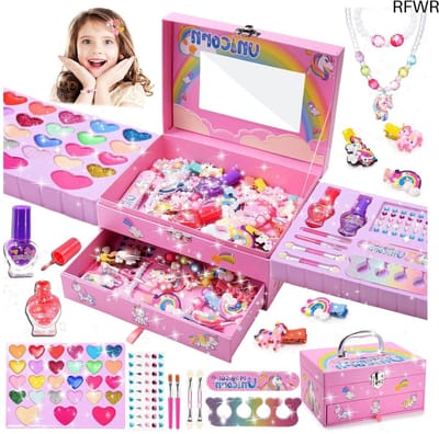 RFWR® Creatieve Make-upset voor Meisjes - Kinderschminkset met Oogschaduw, Nagellak en Cosmetica