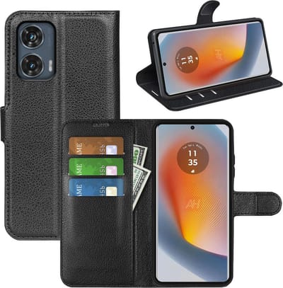 MobyDefend Hoesje - Geschikt voor Motorola Edge 50 Fusion - Kunstleren Wallet Book Case (Sluiting Voorkant) - Zwart