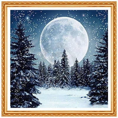 3D Diy Diamant Diamant Borduurwerk Kralen Hemelse Sneeuw Maan Vrouw Droom Diamanten Kruissteek 30x30CM gray