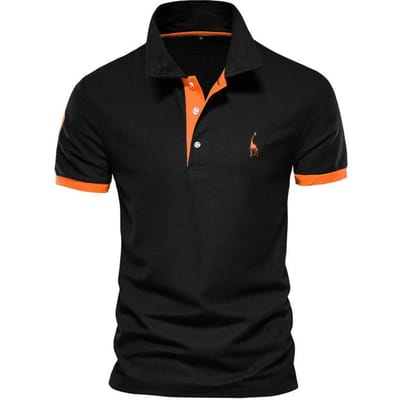 Heren Poloshirt met Borduurwerk van Herten Korte Mouw Judy Mesh Revers T-shirt Plenty M black