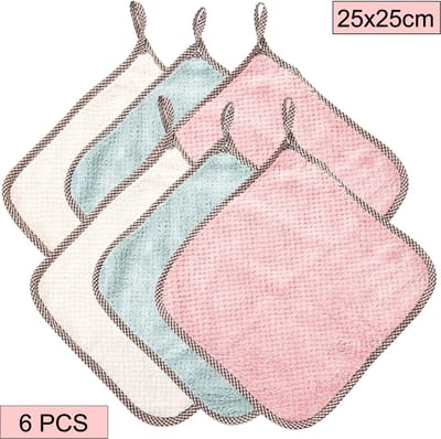 Fako Bijoux® - Microvezel Schoonmaakdoekjes - Vaatdoek - Ruit Lusje - 25x25cm - 6 Stuks