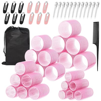 carmdering - Krulspelden - Haarrollers en haarklemmen - Haarkruller - Haar rollers - Krullen zonder hitte - Heatless Curls - Krullers - Kleefrollers haar - Rollers - Zelfklevend - Hair Rollers & Clips 50 pc