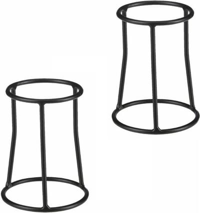 Mica Decorations - bloempot plantenstandaard/verhoger - zwart - 2x stuks - H17 x D13 cm