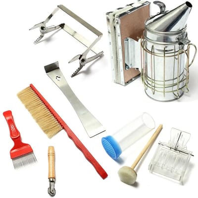 Archi Bijenteelt Benodigdheden - Insecten Bouwpakket - Bijenkorf Schraper - RVS - Bijenhouderij Gereedschap - Tool Kit 8-delig Set