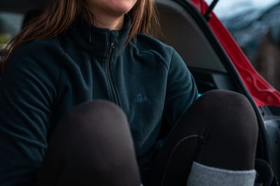 NOMAD® Fleece Vest Dames | Maat XL | Donkerblauw | Stretch Fleece Trui | Sweater met halve rits | Wintersport | Warm en Ademend