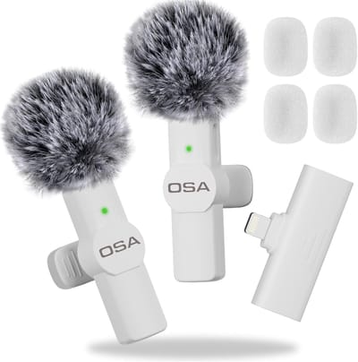 SnelShoppen - Draadloze Lavalier Microfoon voor iPhone Video Opnames, Ideaal voor YouTube, Interviews en Vlogs - 2 Stuks Wit, Eenvoudige Automatische