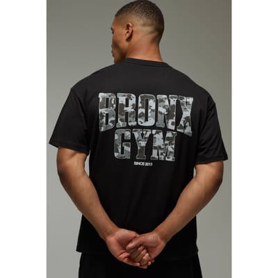 Active Camo Bronx Gym Oversized T-shirt | Black | Size XL