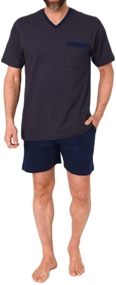 Normann herenpyjama met korte mouwen - pyjama in een minimalistische print en V-hals