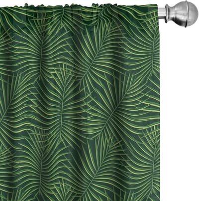 ABAKUHAUS Gordijnen met Junglebladeren – Palmblad – 2x75x175 cm – Groen