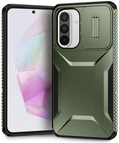 Hoesje Geschikt voor Samsung Galaxy A56 / A37 / A36 | Back Cover met Camera Slider | Schokbestendige Case | Camera Cover | Stevig | Groen