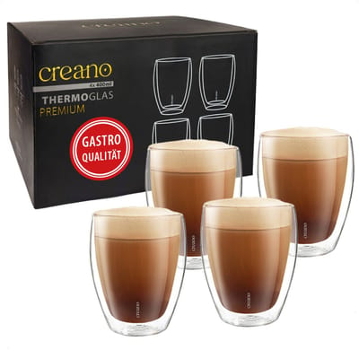 Creano dubbelwandige premium glazen in horecakwaliteit, set van 4, 400ml