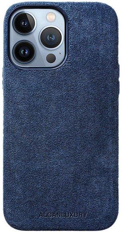 Alcanluxury Alcantara telefoonhoesje geschikt voor Apple iPhone 13 Pro - Ocean Blue