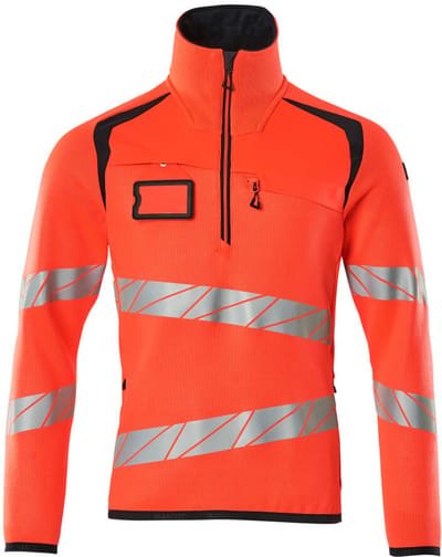 Mascot Accelerate Safe Gebreide trui met korte rits 19005-351 - hi-vis rood/donkermarine - 3XL