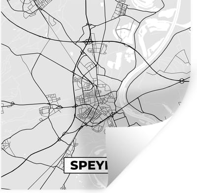 Muurstickers - Sticker Folie - Speyer - Stadskaart - Plattegrond - Duitsland - Kaart - 100x100 cm - Plakfolie - Muurstickers Kinderkamer - Zelfklevend Behang XXL - Zelfklevend behangpapier - Stickerfolie