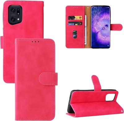 LuxeBass Hoesje geschikt voor Oppo Find X5 Pro - Boekhoesje - Roze - Portemonneehoesje gsm hoesje - telefoonhoes - telefoonhoesjes