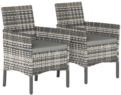 Delightness Tuinstoelen - Set Van 2 - Buitenstoelen - Met Kussens - Rotan - Tuinmeubels - Tuin - Buiten - 58x62x87cm - Grijs
