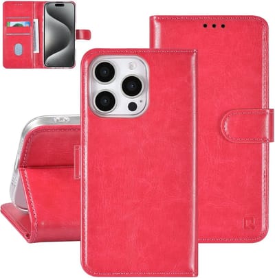 Multimedia & Accessoires PU Lederen Book Case Hoesje geschikt voor Apple iPhone 16 Pro – Roze - Portemonnee – Met Stand – Kaarthouder – Pasjes Houder – 3 Pasjes - Magneet Sluiting – Bookcase