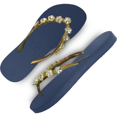 Uzurii Chrystal flower marineblauw dames slippers, , maat: