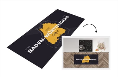 Keukenloper - Loper keuken - Kaart - Baden-Württemberg - Duitsland - 120x50 cm - Keukenloper vinyl