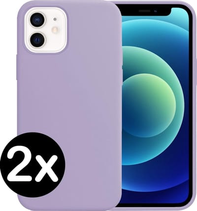 Hoesje - 2 Stuks - Geschikt voor Apple iPhone 12 - Sterk & Shockproof - Telefoonhoes - Back Cover - Case Siliconen - Telefoon Hoes - Lila