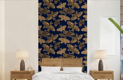 Behang - Fotobehang Patroon - Muziek - Vlinders - Breedte 120 cm x hoogte 240 cm