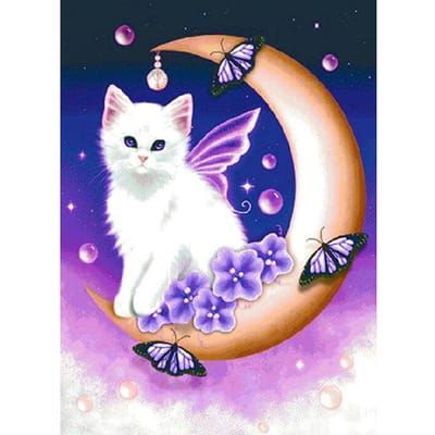 5D DIY Diamond schilderij maan en kat borduurwerk kruissteek strass mozaïek Home Decor 20X30CM purple