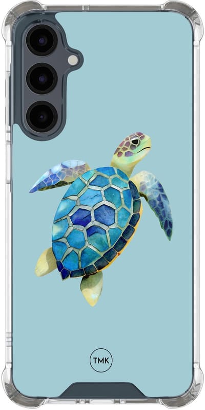 Shockproof hoesje geschikt voor Samsung Galaxy A16 - Schildpad - Schokbestendig - Verhoogde randen - TPU case - Extra Sterke Back Cover - Print - Transparant, Blauw