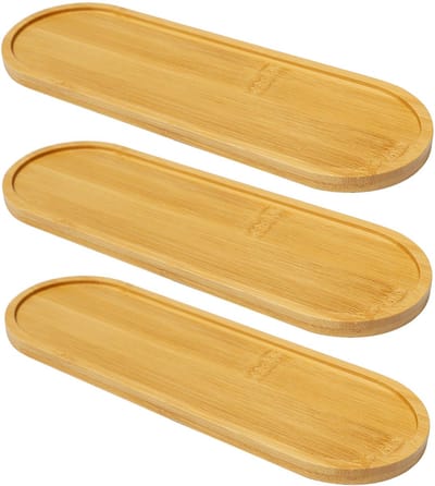 Dienblad, ovaal, 24 x 8 cm, decoratieve ovale dienbladen van bamboe, kunstborden, ovaal, klein, ovaal, onderzetters voor koffie, kopjes, brood, dessert