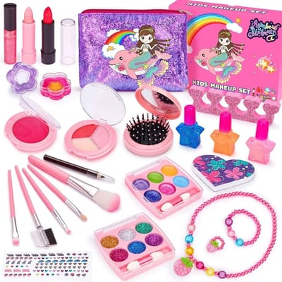 MKSS® Make up Koffer Meisjes - Kinder Speelkoffer met Inhoud - Make upset voor Kinderen - Roze met Paars - Voor jouw Prinsesje