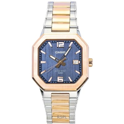 Casio Analoog Tweekleurig Roestvrij Staal Zwarte Wijzerplaat Kwarts MTP-B195RG-2AV Herenhorloge zwart