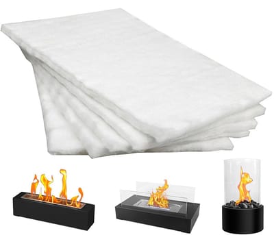 Kachelkoord plat zelfklevend - Reparatieset Kachel - 5-Stuks Keramische Wol voor Bio-ethanol Schoorsteen (20,3 x 30,5 cm), Snijbaar, Verlengt Verbrandingstijd, Geschikt voor tafelschoorstenen