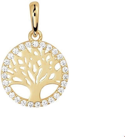 The Jewelry Collection Hanger Levensboom Zirkonia - Goud