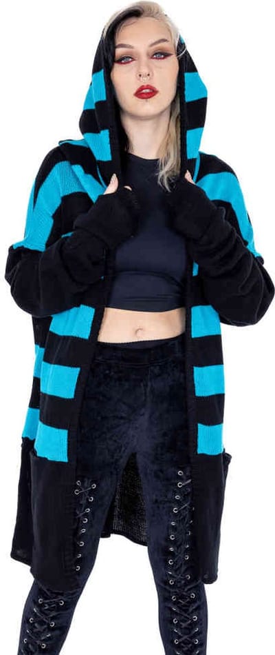 Heartless - Willa Lange cardigan - XXL - Zwart/Blauw