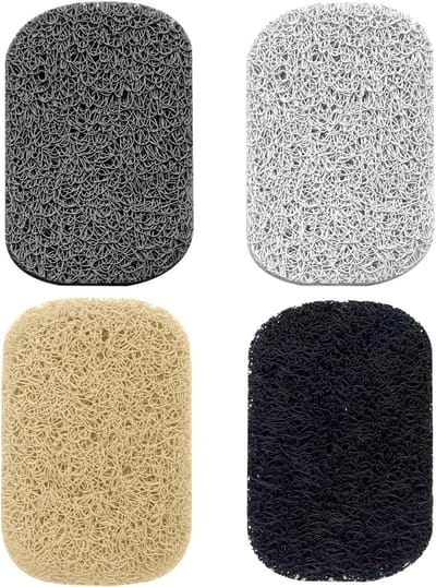 Set van 4 Loofah Zeepbakjes voor Badkamer en Keuken - Antislip, Herbruikbaar, Duurzaam en Sneldrogend