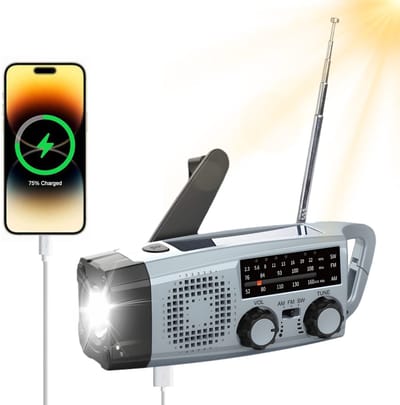 IBETTERTEC - Radio - Solar Radio - AM/FM noodbakradio - Kurbelradio met powerbank - Radio - Led zaklamp - SOS-alarm - telefoon oplaadfunctie - voor kamperen - outdoor