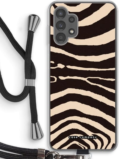 Case Company® - Hoesje met koord geschikt voor Samsung Galaxy A13 4G hoesje met Koord - Arizona Zebra - Telefoonhoesje met Zwart Koord - Bescherming aan alle Kanten en Over de Schermrand