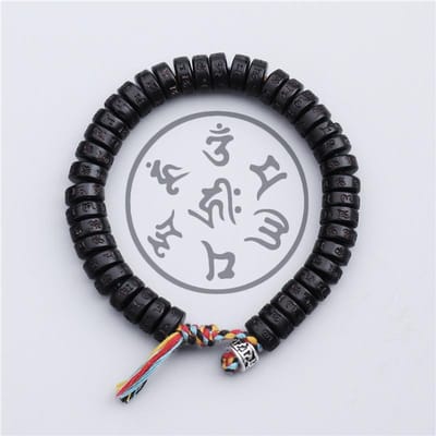 Grensverleggend nieuw zes-karakter motto armband, kokosnoot schaal kralen Sanskriet handgeweven creatief gray