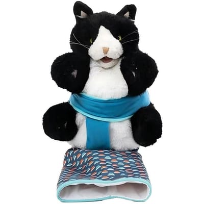 Interactief Kattenspeelgoed Worsthandschoen Stevige Vulling Katvorm Kattenpop Speelgoedworstelaar Zacht Pluche Kattenpoppen Huisdierbenodigdheden black