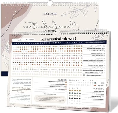 Habit Tracker Kalender 2026 - Ongeorganiseerde Wandkalender voor 12 Gewoonten - Volg Dagelijkse, Wekelijkse en Maandelijkse Gewoonten - 286 x 218 mm