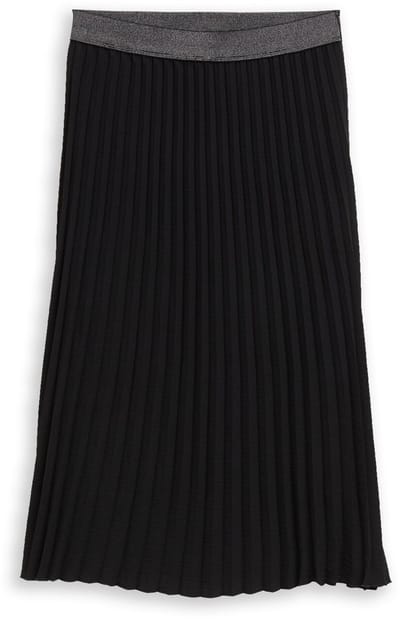 Tom Tailor - Plissé midi-rok met glitterdetail - Maat 36 - deep black
