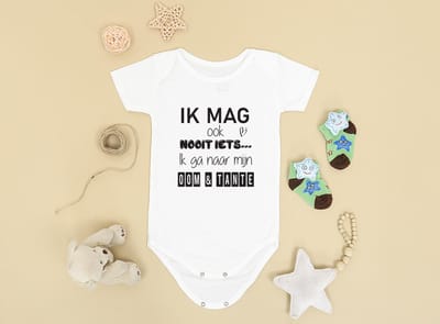 Hospitrix Baby Rompertje met Tekst Ik mag ook nooit iets... Ik ga naar mijn OOM & TANTE | Maat S 0-3 maanden | Korte Mouw | Cadeau voor Zwangerschap | Bekendmaking | Aankondiging | Aanstaande Moeder | Moederdag