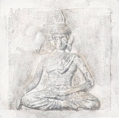 Fine Asianliving Schilderij Boeddha Wit Klein 3D