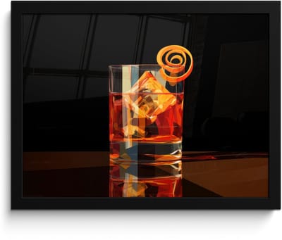 Poster in lijst - Fotolijst 40x30 cm - Posters - Glas - Ijsblokjes - Drinken - Bruin - Posterlijst zwart - Decoratie - Wanddecoratie woonkamer - Muurdecoratie slaapkamer - Kerstversiering - Kerstdecoratie voor binnen - Kerstmis