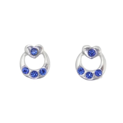 Behave – Oorbellen – Sterling Zilveren Kleine Oorbellen Hartje met Donker Blauwe Kristal steentjes