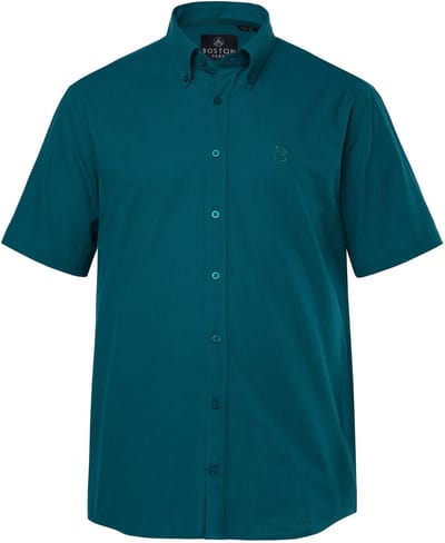 Boston Park - Heren - Overhemd in linnenlook korte mouwen buttondown kraag - Diepgroen - Maat 7XL