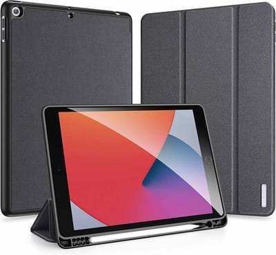 Tablet hoes geschikt voor Ipad 10.2 Inch 2019 / 2020 / 2021 - Dux Ducis Domo Book Case met Stylus pen houder - Zwart
