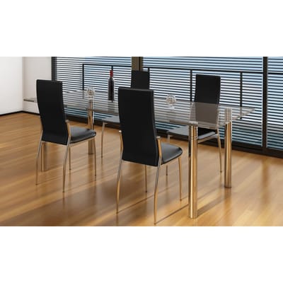 vidaXL - Eetkamerstoelen - 4 - st - kunstleer - zwart