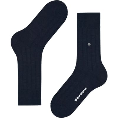 Burlington Dover eenkleurig wol sokken heren blauw - maat 40-46