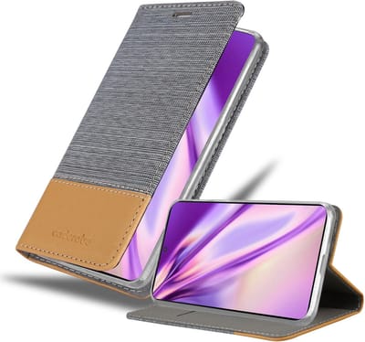 Cadorabo Hoesje geschikt voor Samsung Galaxy S22 PLUS in LICHTGRIJS BRUIN - Beschermhoes met magnetische sluiting, standfunctie en kaartvakje Book Case Cover Etui