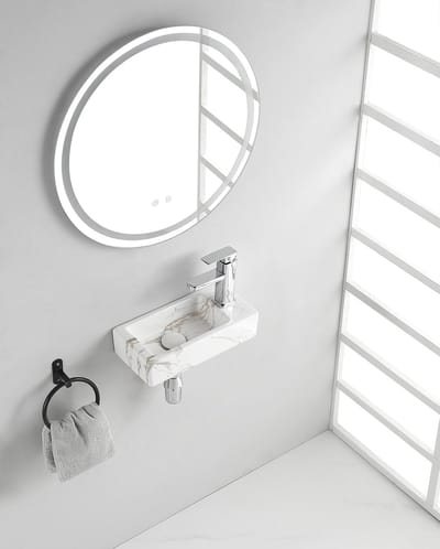 Sanifun Wastafel Correa 360 x 180 x 90 mm Rechts Carrara Keramiek – Mini Fontein